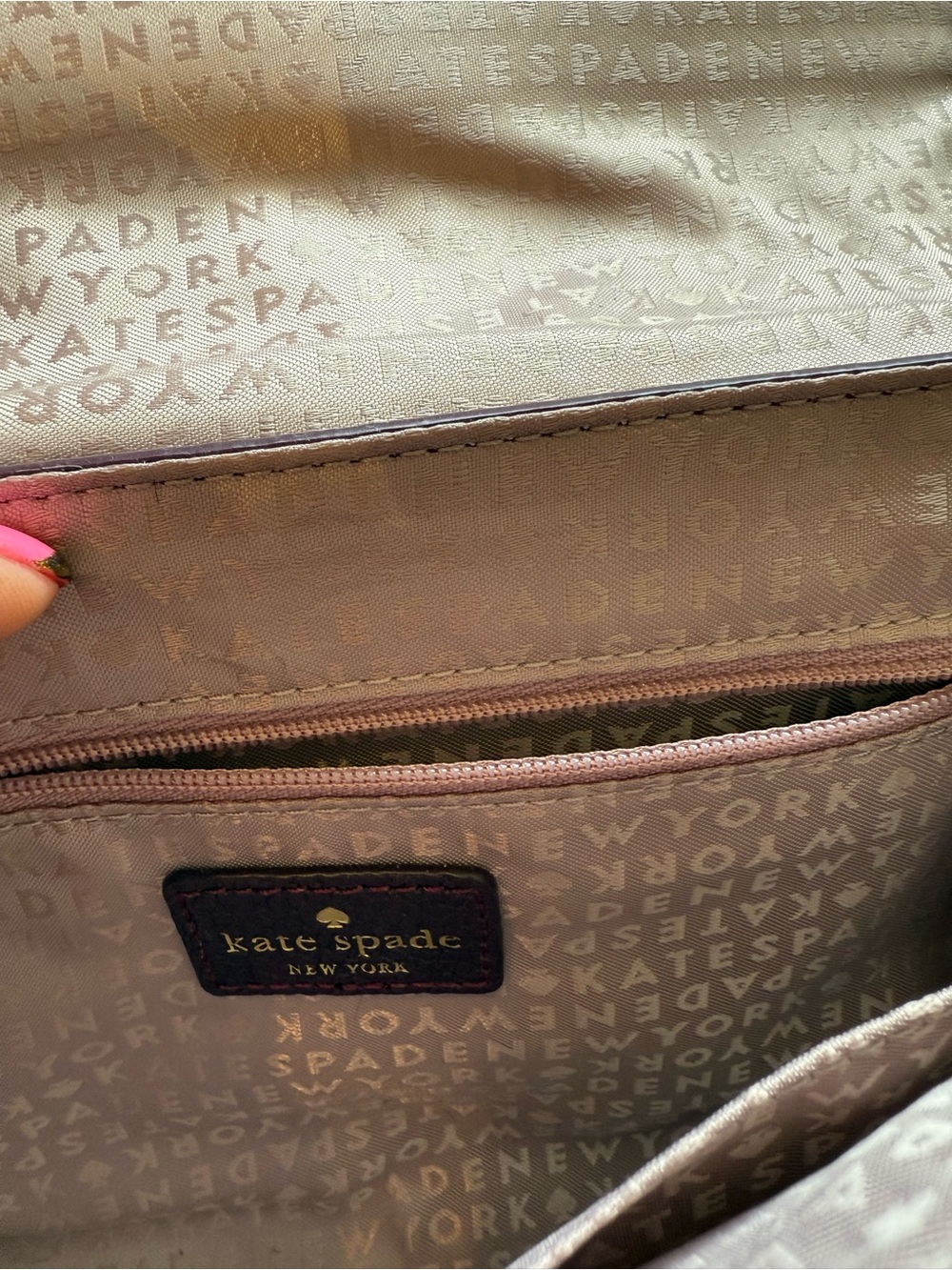 kate spade sequoia crossbody/clutch in plum leather, pony hair w tassel & chain - Picture 9 of 9
